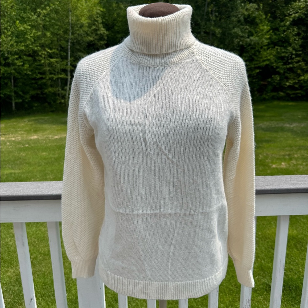 LOFT Cream Cowl Turtleneck Sweater Soft Knit